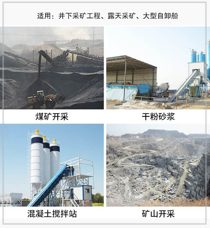 大傾角皮帶輸送機(jī)適用于煤礦開采，混凝土攪拌站，干粉砂漿，礦山開采等行業(yè)中。