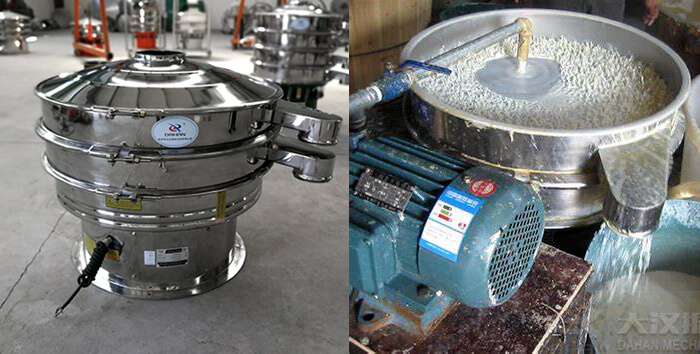 全不銹鋼豆漿過濾振動篩篩分現場展示圖。